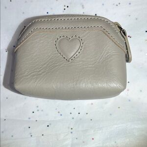 Gray Leather Heart-Embellished Women's Bag